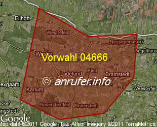 Vorwahlkarte 04666 – Ladelund