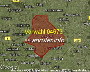 Vorwahlkarte 04673 – Joldelund