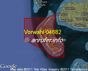 Vorwahlkarte 04682 – Amrum