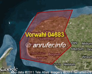 Vorwahlkarte 04683 – Oldsum