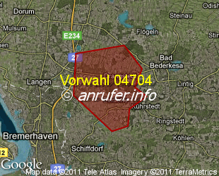Vorwahlkarte 04704 – Drangstedt