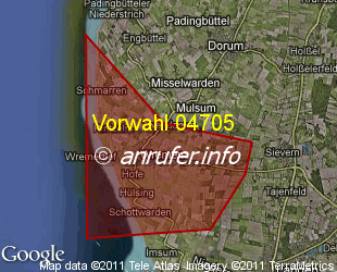 Vorwahlkarte 04705 – Wremen