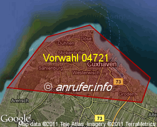 Vorwahlkarte 04721 – Cuxhaven