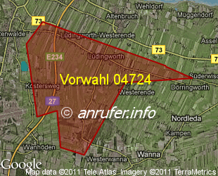 Vorwahlkarte 04724 – Cuxhaven-Lüdingworth