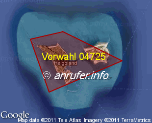Vorwahlkarte 04725 – Helgoland