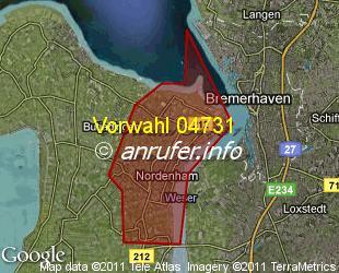 Vorwahlkarte 04731 – Nordenham