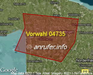 Vorwahlkarte 04735 – Butjadingen-Stollhamm