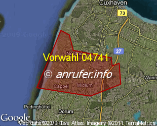 Vorwahlkarte 04741 – Nordholz b Bremerhaven