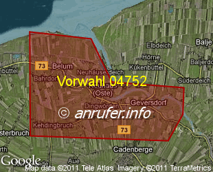 Vorwahlkarte 04752 – Neuhaus Oste