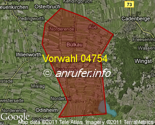 Vorwahlkarte 04754 – Bülkau