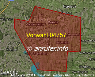 Vorwahlkarte 04757 – Wanna