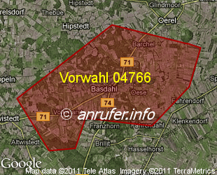 Vorwahlkarte 04766 – Basdahl