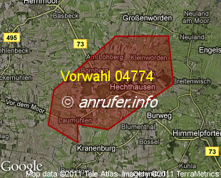 Vorwahlkarte 04774 – Hechthausen