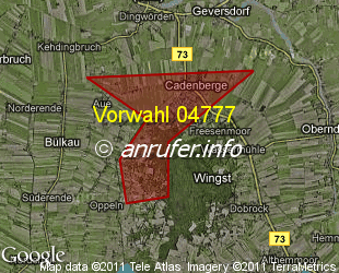 Vorwahlkarte 04777 – Cadenberge