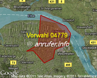 Vorwahlkarte 04779 – Freiburg Elbe