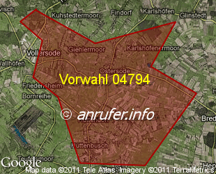 Vorwahlkarte 04794 – Worpswede-Ostersode