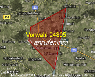 Vorwahlkarte 04805 – Schafstedt