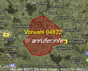 Vorwahlkarte 04822 – Kellinghusen