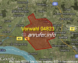 Vorwahlkarte 04823 – Wilster