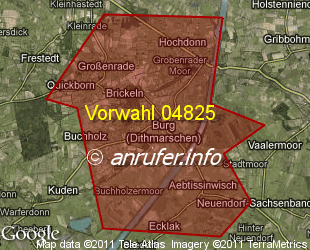 Vorwahlkarte 04825 – Burg Dithmarschen