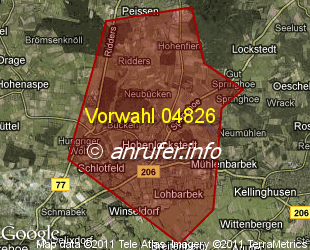 Vorwahlkarte 04826 – Hohenlockstedt