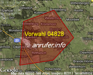 Vorwahlkarte 04828 – Lägerdorf