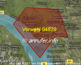 Vorwahlkarte 04829 – Wewelsfleth