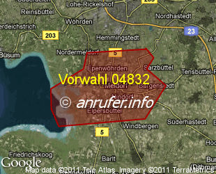 Vorwahlkarte 04832 – Meldorf