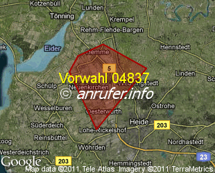 Vorwahlkarte 04837 – Neuenkirchen Dithm