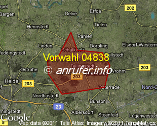 Vorwahlkarte 04838 – Tellingstedt