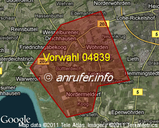 Vorwahlkarte 04839 – Wöhrden Dithm