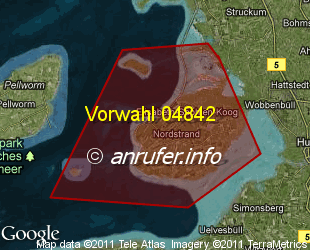 Vorwahlkarte 04842 – Nordstrand