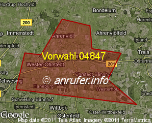 Vorwahlkarte 04847 – Oster-Ohrstedt