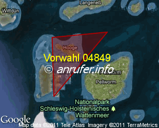 Vorwahlkarte 04849 – Hooge