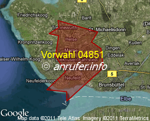 Vorwahlkarte 04851 – Marne