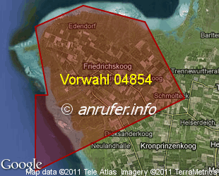 Vorwahlkarte 04854 – Friedrichskoog