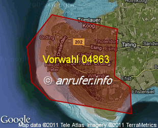 Vorwahlkarte 04863 – Sankt Peter-Ording