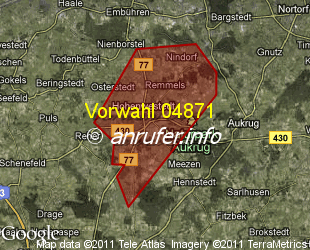 Vorwahlkarte 04871 – Hohenwestedt