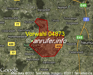 Vorwahlkarte 04873 – Aukrug