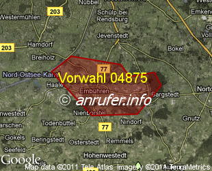 Vorwahlkarte 04875 – Stafstedt