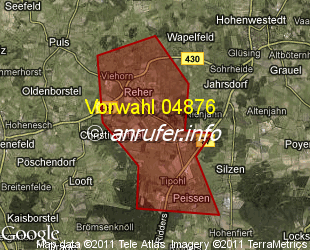 Vorwahlkarte 04876 – Reher Holst