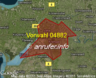 Vorwahlkarte 04882 – Lunden