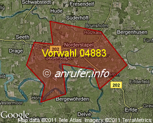 Vorwahlkarte 04883 – Süderstapel