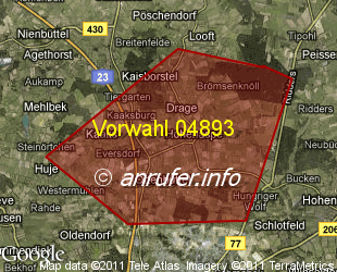 Vorwahlkarte 04893 – Hohenaspe