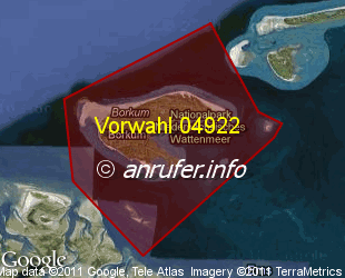 Vorwahlkarte 04922 – Borkum