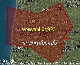 Vorwahlkarte 04923 – Krummhörn-Pewsum