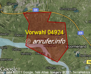 Vorwahlkarte 04924 – Moormerland-Oldersum