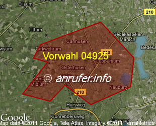 Vorwahlkarte 04925 – Hinte