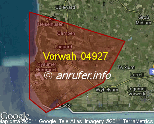 Vorwahlkarte 04927 – Krummhörn-Loquard