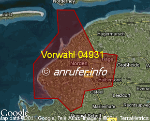 Vorwahlkarte 04931 – Norden